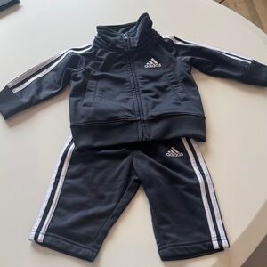 Adidas Infant Black Tracksuit with White Accents